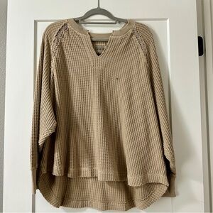 American Eagle Big Hug Notch Neck Waffle Sweatshirt NWT